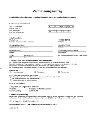 Zertifizierungsantrag (Seite 1)
